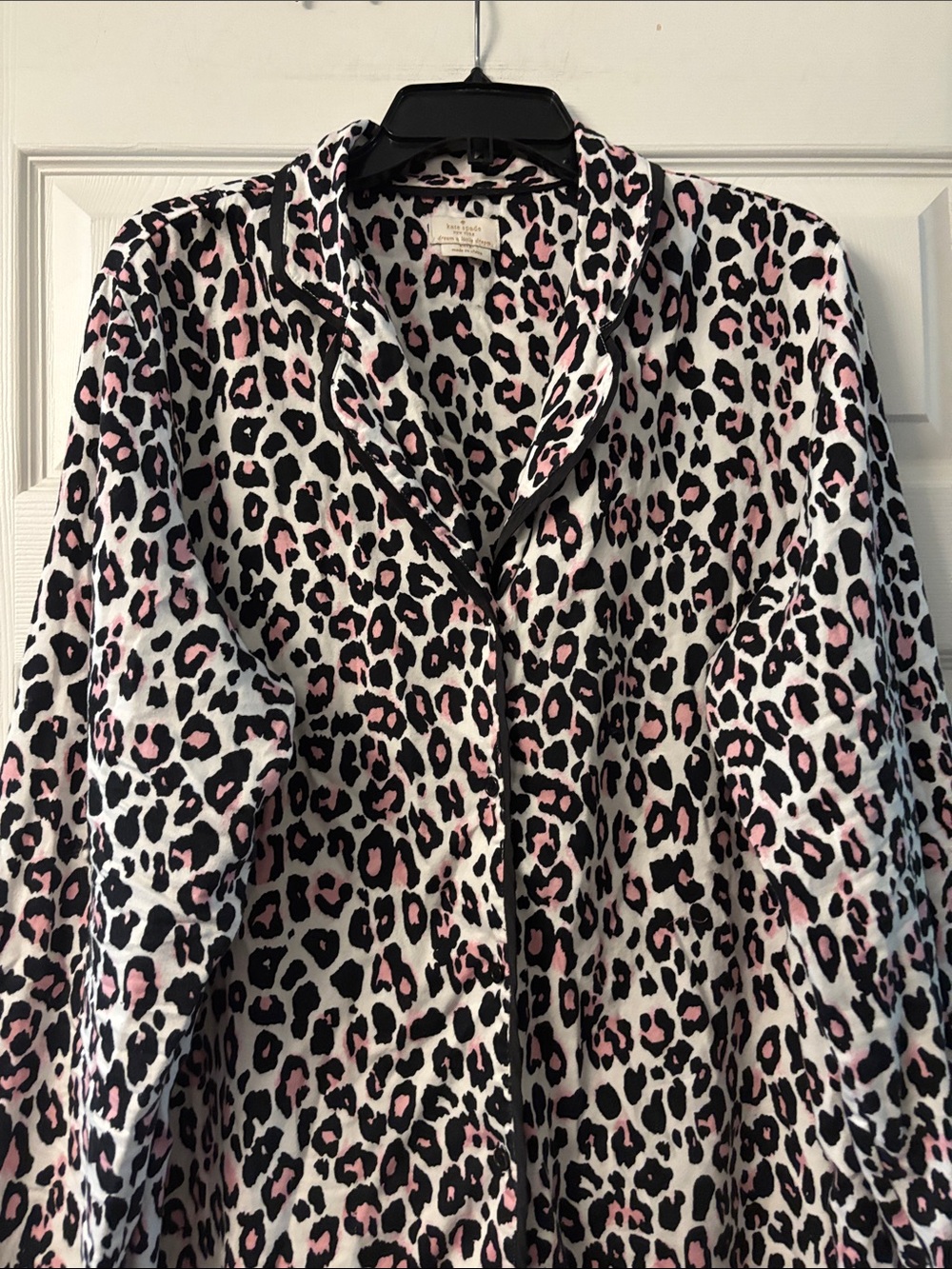 kate spade Pink, Black & White Leopard-Print Button-Front Sleep Shirt - Picture 4 of 5